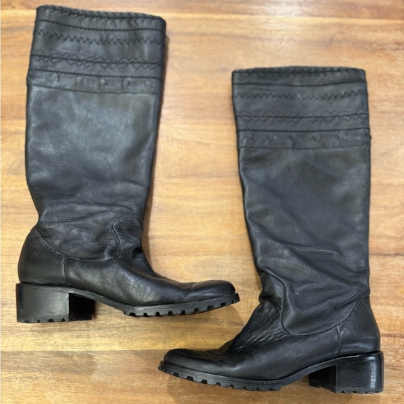 Vintage Bettye Muller black knee high leather boots size 7.5 - Picture 5 of 8